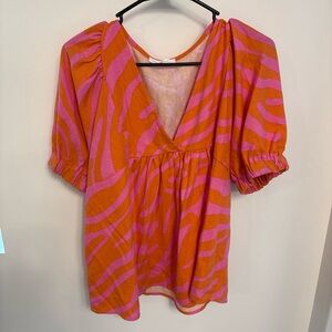 Ces femme size medium Vibrant Orange and Pink Women's Top
